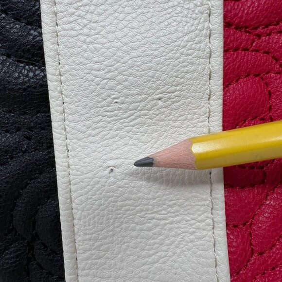 Betsey Johnson NY Satchel Red White Black Rose Quilted Bag Purse *Flaw - Picture 11 of 16